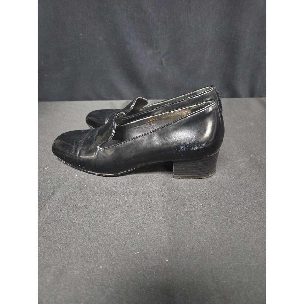 Cole Haan Black Leather Penny Loafers Size 6 B Italy Heel Women's F - Picture 6 of 7